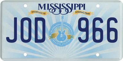 MS license plate JOD966