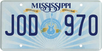 MS license plate JOD970