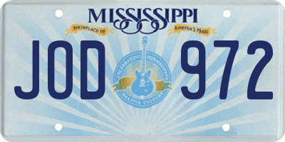 MS license plate JOD972