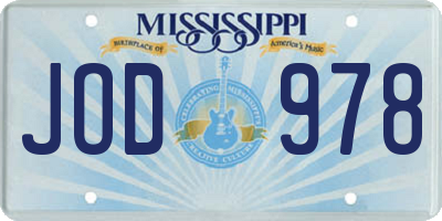 MS license plate JOD978
