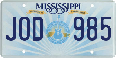 MS license plate JOD985