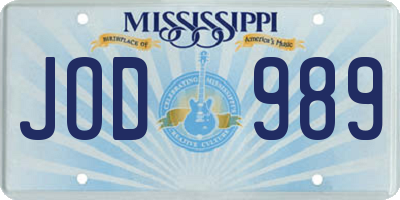 MS license plate JOD989