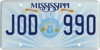MS license plate JOD990
