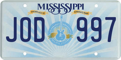 MS license plate JOD997