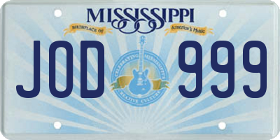 MS license plate JOD999