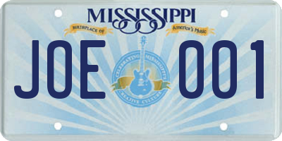 MS license plate JOE001