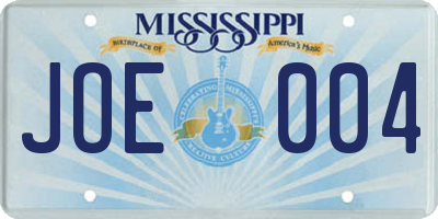 MS license plate JOE004