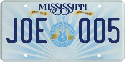 MS license plate JOE005