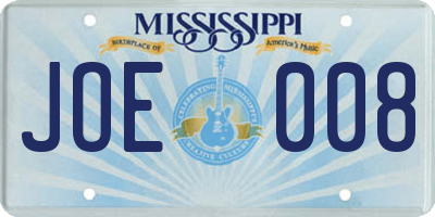 MS license plate JOE008