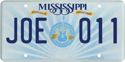 MS license plate JOE011