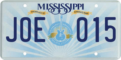 MS license plate JOE015