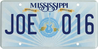 MS license plate JOE016