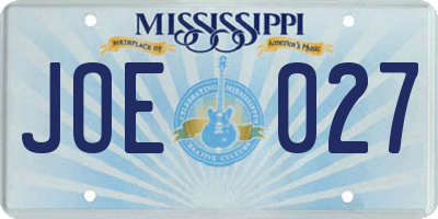 MS license plate JOE027
