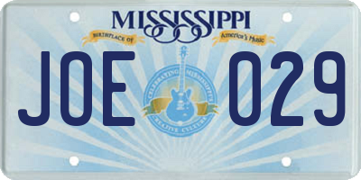 MS license plate JOE029
