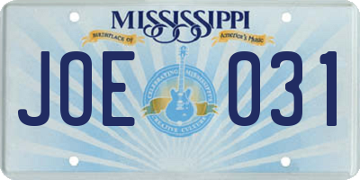 MS license plate JOE031
