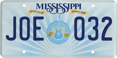 MS license plate JOE032