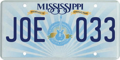 MS license plate JOE033