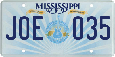 MS license plate JOE035