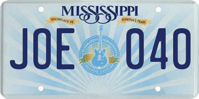 MS license plate JOE040