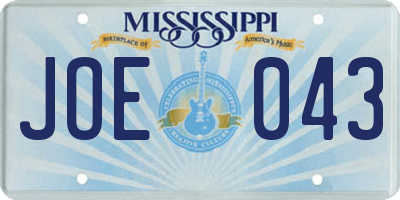 MS license plate JOE043