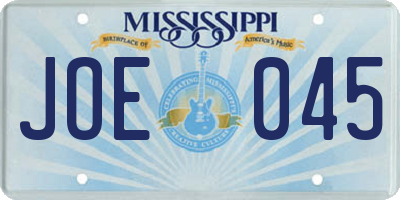 MS license plate JOE045