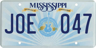 MS license plate JOE047