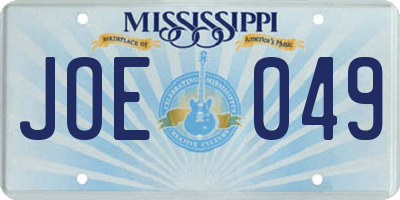 MS license plate JOE049