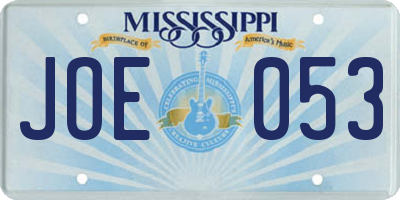 MS license plate JOE053