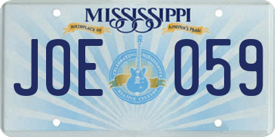 MS license plate JOE059
