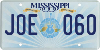 MS license plate JOE060