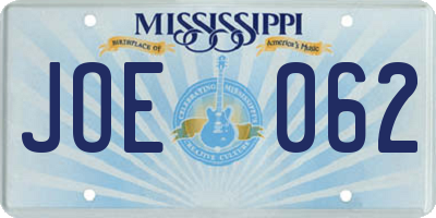 MS license plate JOE062