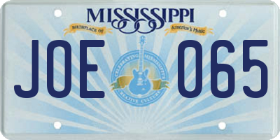 MS license plate JOE065