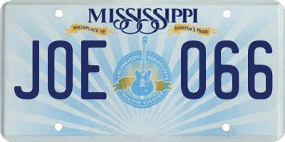 MS license plate JOE066