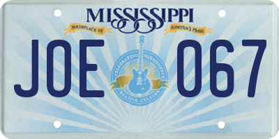 MS license plate JOE067