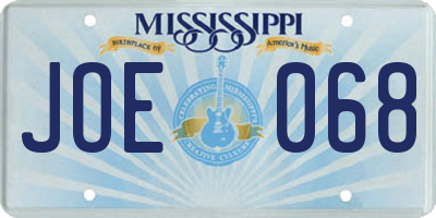 MS license plate JOE068