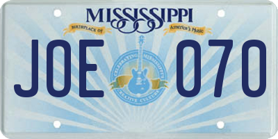 MS license plate JOE070
