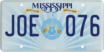 MS license plate JOE076