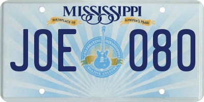 MS license plate JOE080