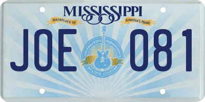 MS license plate JOE081