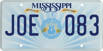 MS license plate JOE083
