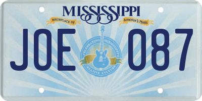 MS license plate JOE087