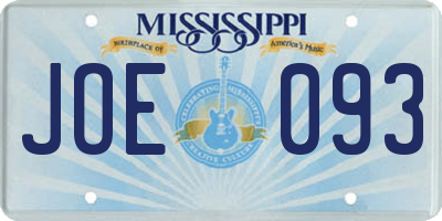MS license plate JOE093