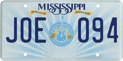MS license plate JOE094