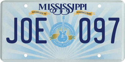 MS license plate JOE097