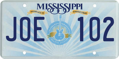 MS license plate JOE102