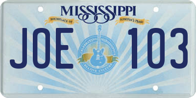 MS license plate JOE103