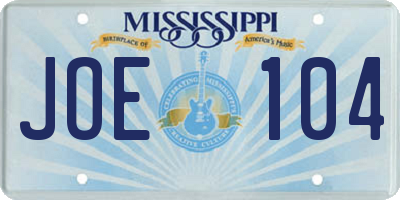 MS license plate JOE104