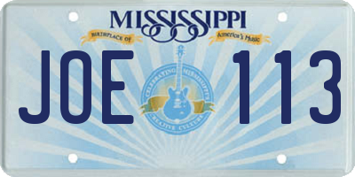 MS license plate JOE113