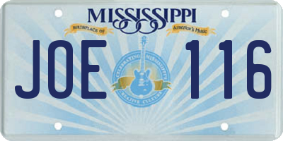 MS license plate JOE116