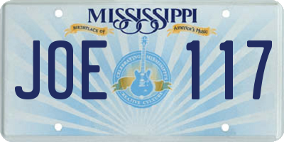 MS license plate JOE117